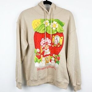 Vintage Strawberry Shortcake Hoodie – Cream Graphic Berry Happy Home Art Size M
